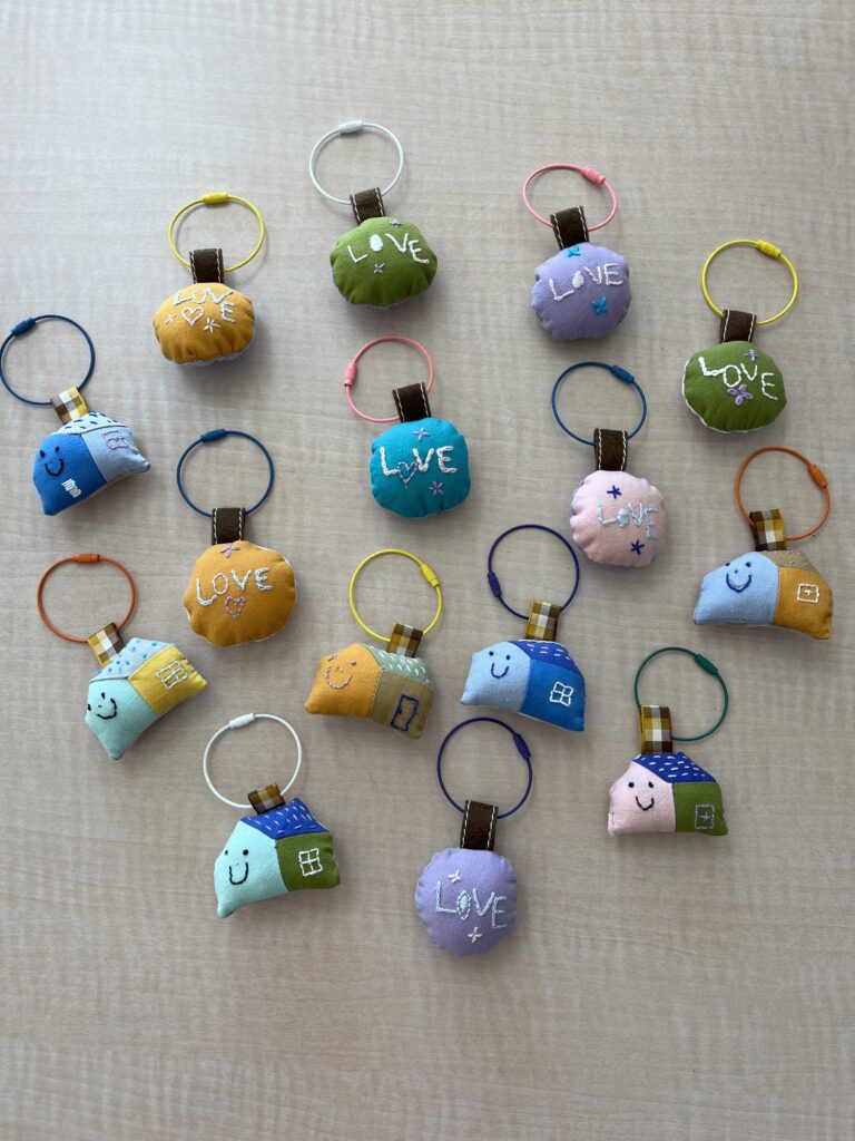 Handmade Quilts, Pouches & Fabric Gifts | Hand Stitched Pieces handmade quilt keyring with colorful fabric